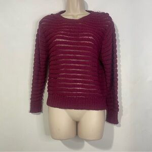 Pronto size large  Maroon Cable Knit Sweater, Warm Winter Pullover, Thick Ribbed